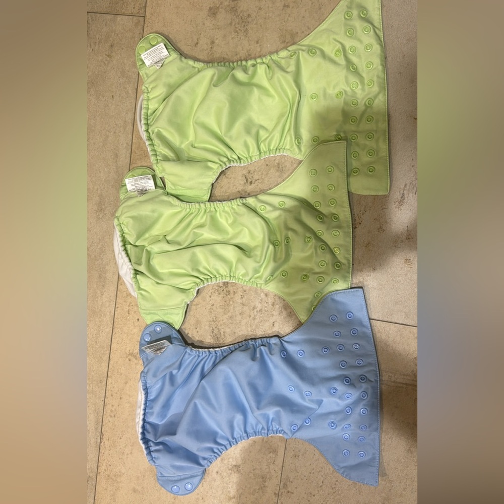 3 Stylish Diaper Covers Set - Light Green and Blue